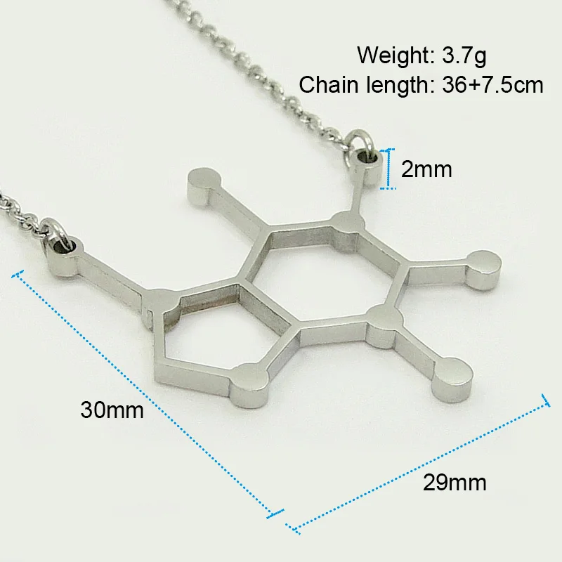 DICAYLUN ожерелье с дизайном «молекула» из нержавеющей стали молекула кофеина химическая формула полигон бар изысканное ожерелье серебряные черные ювелирные изделия