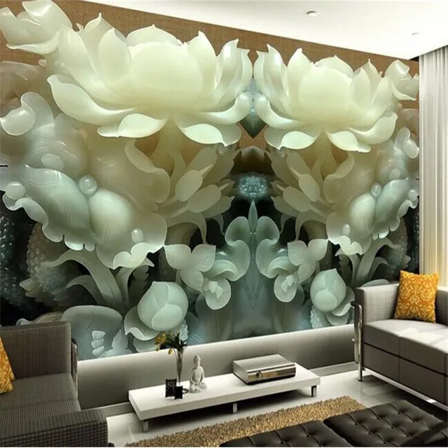 beibehang Large scale custom wallpaper murals China Lotus stereo 3D TV