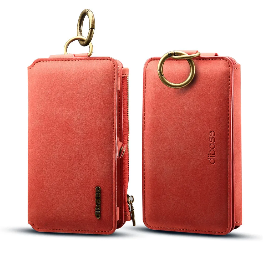 

For iPhone 6s Plus Detachable Case with Ring Hook Card Slots Red Black Phone Bag For iPhone 7 Plus Full Cover Funda High Quality