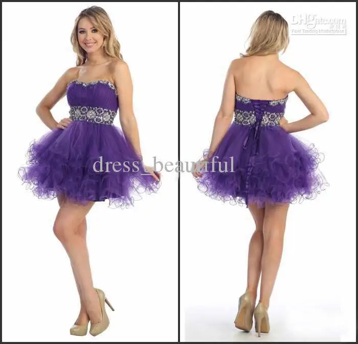 

Noble A Line Strapless Mini Short Organza Beads Sequins Pleated Sexy Homecoming Dresses New Party Gowns Cheap Cocktail Fashion
