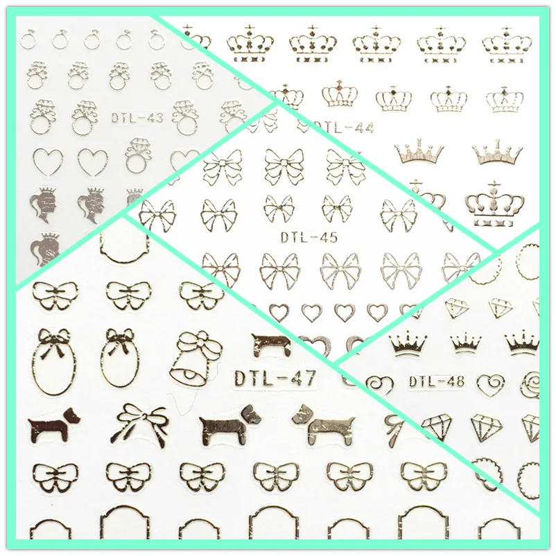 $1.5=10pcs/lot DTL37-53 Silver Fashion 1Sheet 3D Snowflake Design Tips Nail Art Nails Stickers Decals DIY Decorations |