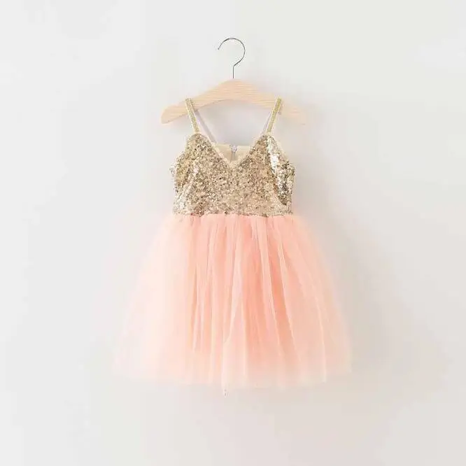 Baby girl elegant formal sequined party dress for kids children toddler