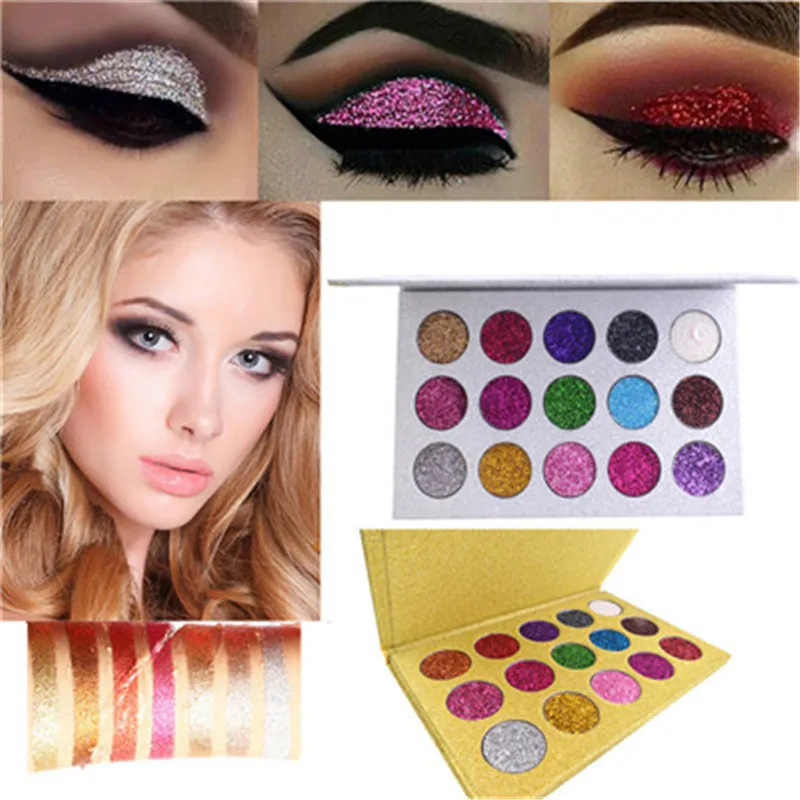 15 Colors Eye Shadow Palette Glitter Waterproof Long-lasting Make Up Shimmer Shiny Powder |