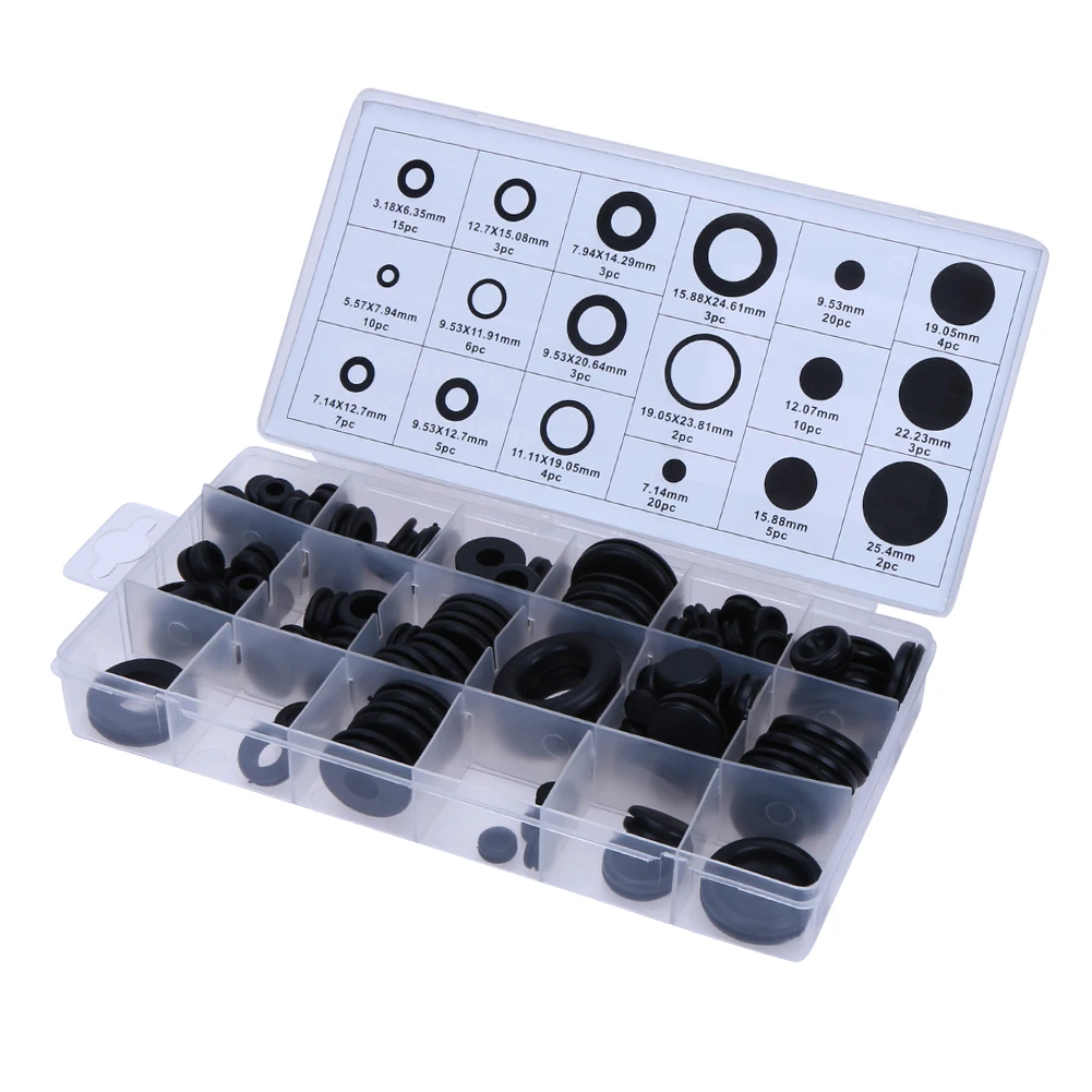 180pcs Black Sealing Grommet Rubber O Ring Assortment Set Hydraulic Plumbing Gasket Paintball