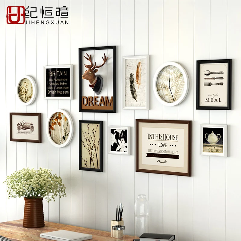 

3D Decoration European Style Wooden Photo Frames Set 12 Pcs Wall Photo Frames Combination Home Wall Picture Frame porta retrato