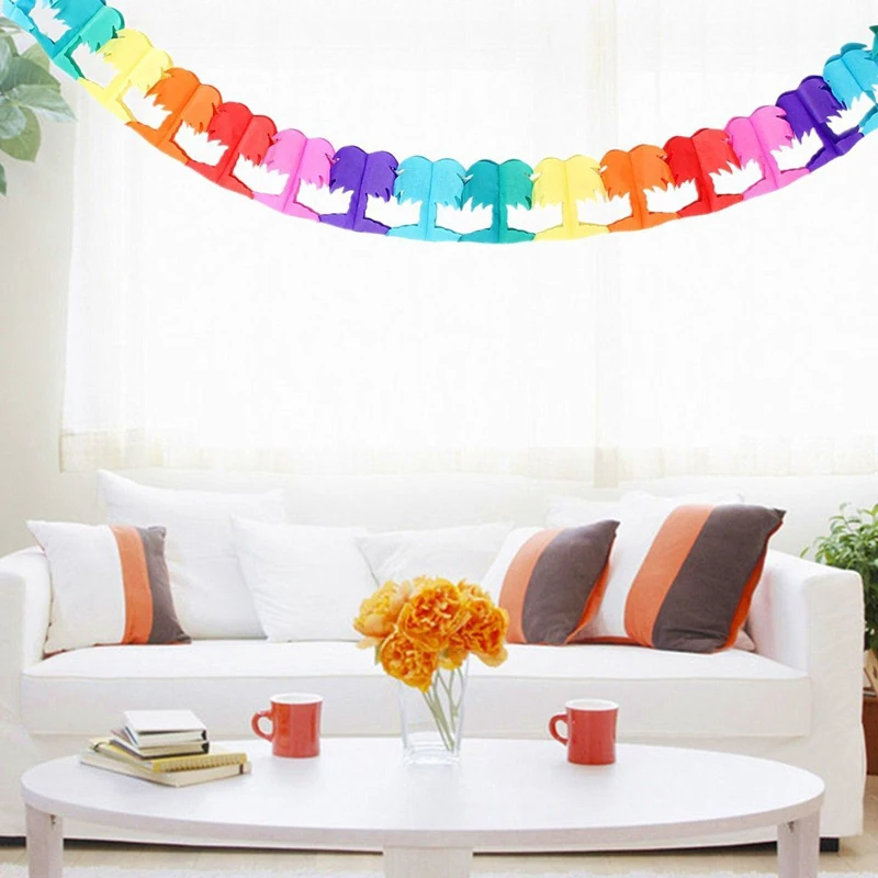 290CM Palm Tree Garland Bunting Hawallan Event Beach Party Tropical Rainbow Decor