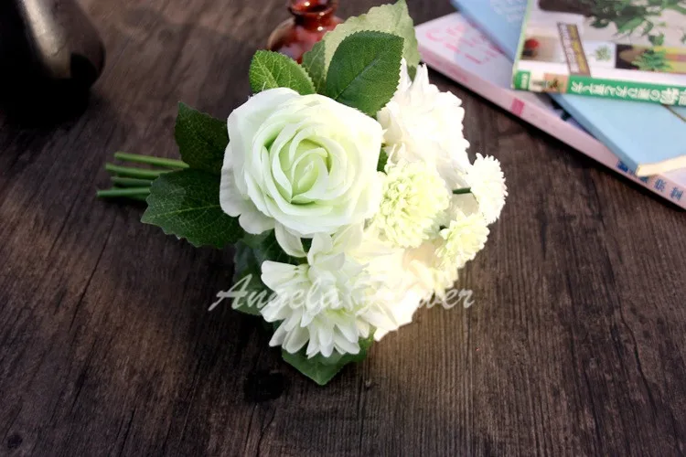 Красивые комбинированные цветы для невесты, гибридные свадебные украшения, шелковые георгиновые искусственные розы, искусственные гвоздики