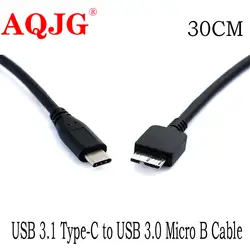 1 шт. 30 см USB 3,1 Тип-C на USB 3,0 Micro B кабельный разъем для MAC BOOK WINDOWS PC USB3.1 USB3.0