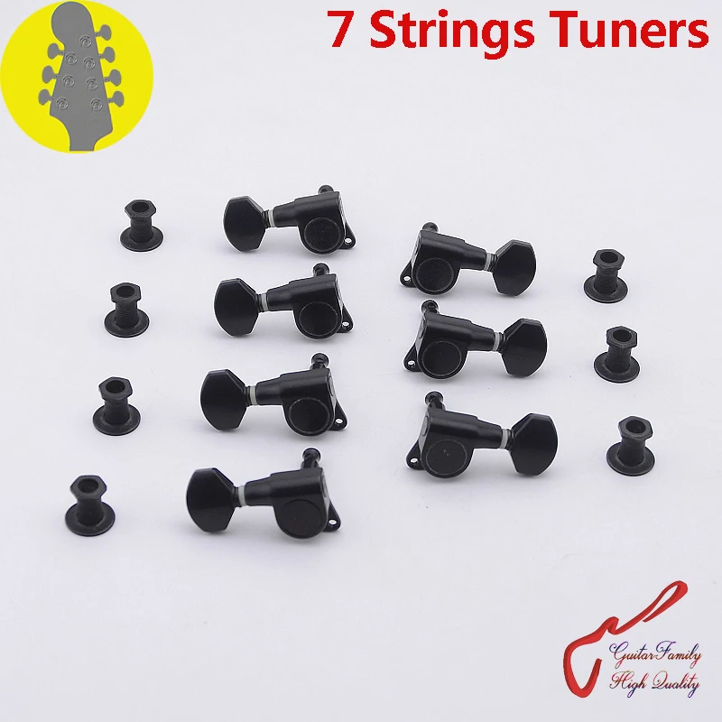 

1 Set GuitarFamily R3+L4 7 Strings Guitar Machine Heads Tuners Black MADE IN KOREA