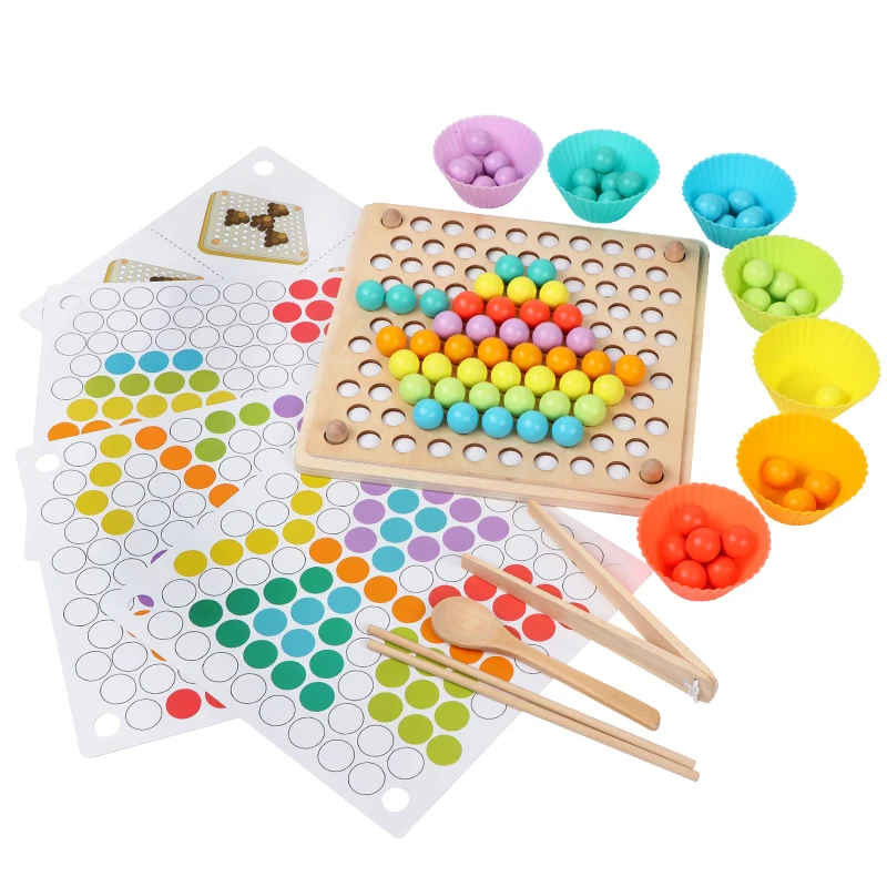 Billig Kinder Spielzeug DIY 3d Puzzle Kinder Frühen Montessori Hände Gehirn Training Clip Perlen Multi funktionale lernen Holz Spielzeug Für kinder