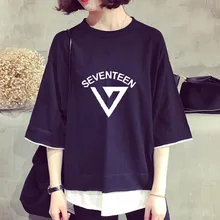 Новинка, kpop seventeen 17 JOSHUA HOSHI, летняя Корейская версия, одноцветная, имитация двух K-POP, женская футболка с коротким рукавом