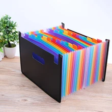 Expanding File Folder 24 Pocket Black Accordion A4 Folder School Office Supplies 24 pockets a4 accordion expanding high capacity plastic stand bag colored tab file organizer
