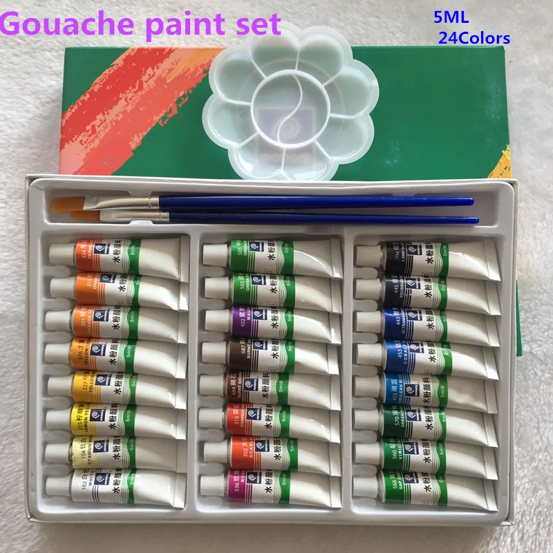 

5ml*24 Pieces Gouache Paint Set Watercolor Paints Professional Paints For Artists Free For Brush And Paint Tray