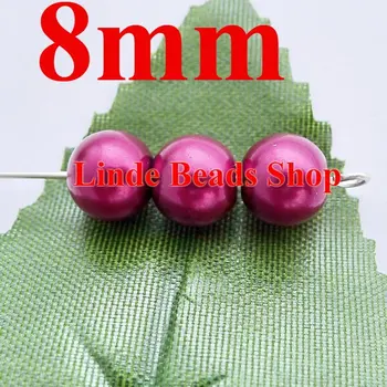 

500pcs/lot 8mm glass pearl beads christmas ornament loose round beads for jewelry, decoration, mulberry red colour GP08039