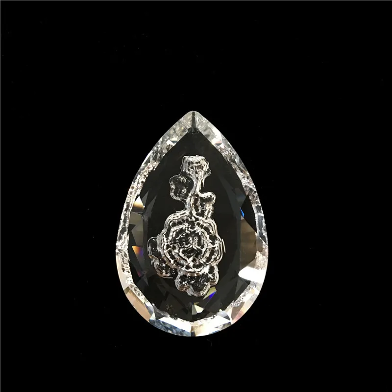 50mm 20units Chandelier Crystal Lamp Parts Teardrop Carving Clear Rose Lighting Pendants For Party& Event Garland Strand Decor