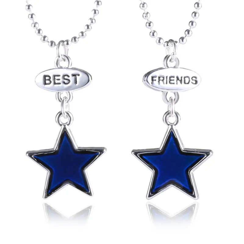 

2pieces/lot Trendy star friendly Statement Women Necklace Fashion Jewelry mood Necklace Chain Long Necklaces & Pendants