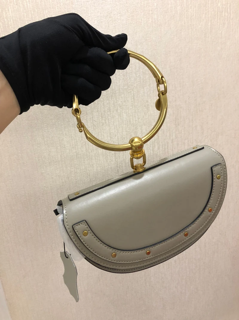 2019 Luxury Women Bag Brand Shoulder Bag Half Moon Handbag Fashion Crossbody Bag Genuine Leather Purse Ring Ladies Bag