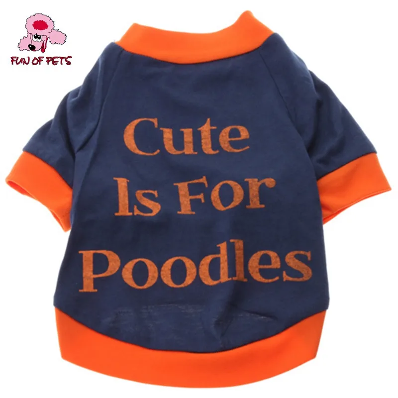 Модный весенне-осенний стильный, оранжевый, красный, Милая футболка с рисунком для пуделей, одежда для собак и домашних животных