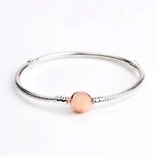 Серебряный шарм, базовые браслеты для женщин, розовое золото, пряжка, застежка, зажим, змея, цепь, браслет для Сделай Сам бисер подвеска DPB104