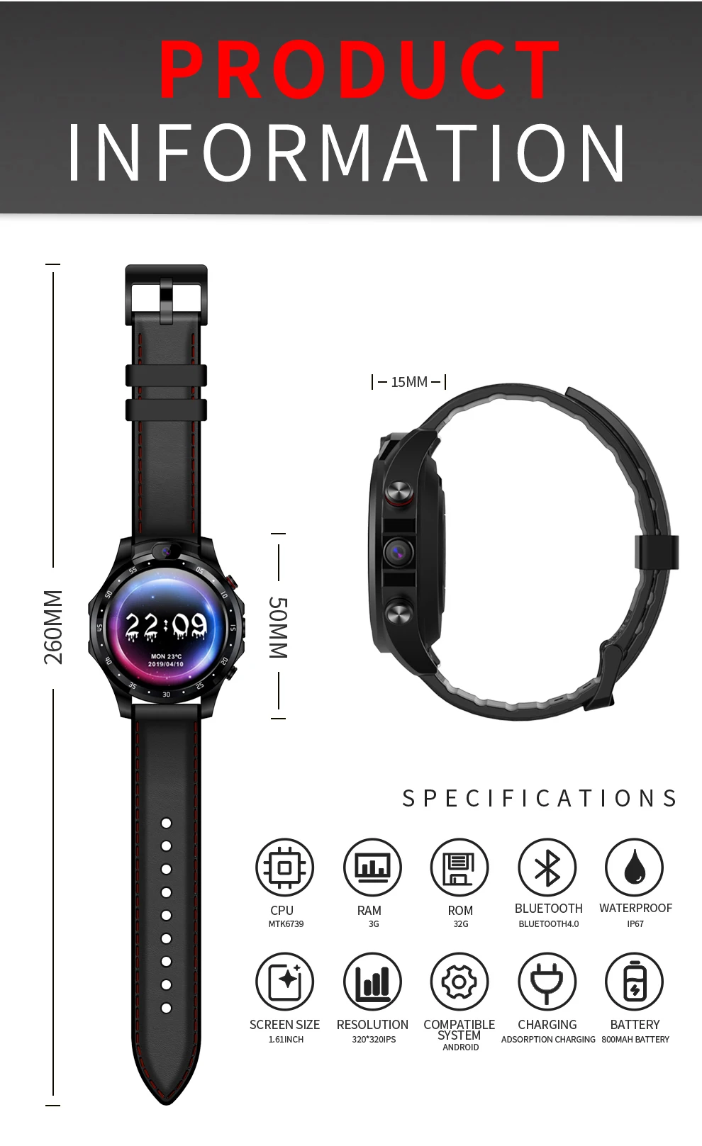 4G Smartwatch V9 Android 7,1 3 ГБ+ 32 Гб 1,6 AMOLED экран 5.0Mp две камеры 800 мАч батарея gps Смарт часы для мужчин для ios Android