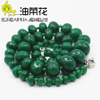 

8-20mm Green Chalcedony Stone Necklace Faceted Wheel Bead Abacus Beads Jewelry Banquet Collocation Wholesale Price 18'' W0281