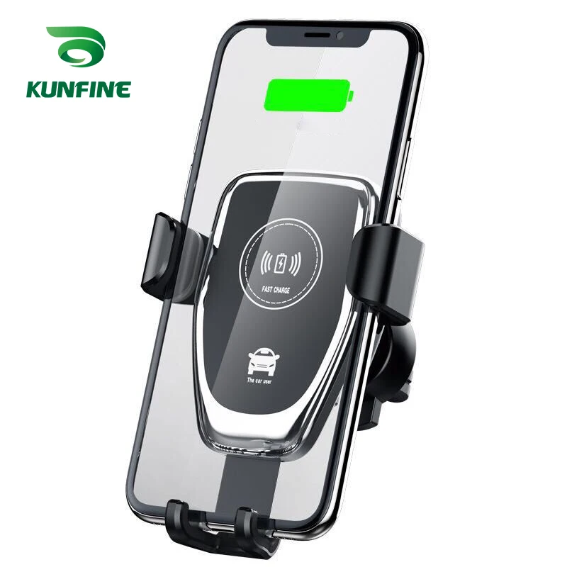 KUNFINE Car Mobile Phones Holder Car Mount Qi Wireless Charger For iPhone X 8 Plus Flash Charge Wireless Charging Pad Car Holder Stand For Samsung S9 S8 (1)