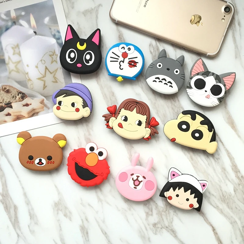 

Universal socket Flexible phone Holder Expanding bracket stretch grip phone Stand Finger Cute cartoon stand for iphone 6s 7 8 X