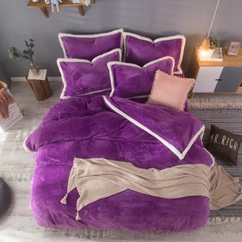 

Fleece Fabric Velvet Bedding Sets Foft BedSet 4 pcs Bedclothes Winter Bed Sheet Warm Pillowcases Double Bed