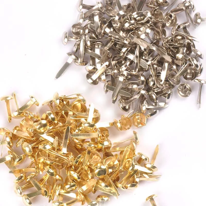 Metal Brads 100Pcs Mix Round Brads Silver/golden Embellishments For Scrapbooking Metal Crafts Fastener Brad For Diy Decorations c2252