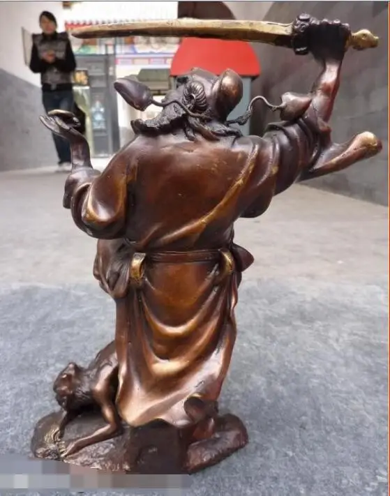 S1084 10&quotChinese Buddhism Temple Red Bronze Bi Ye Zhong Kui Catch Ghost Statue | Дом и сад