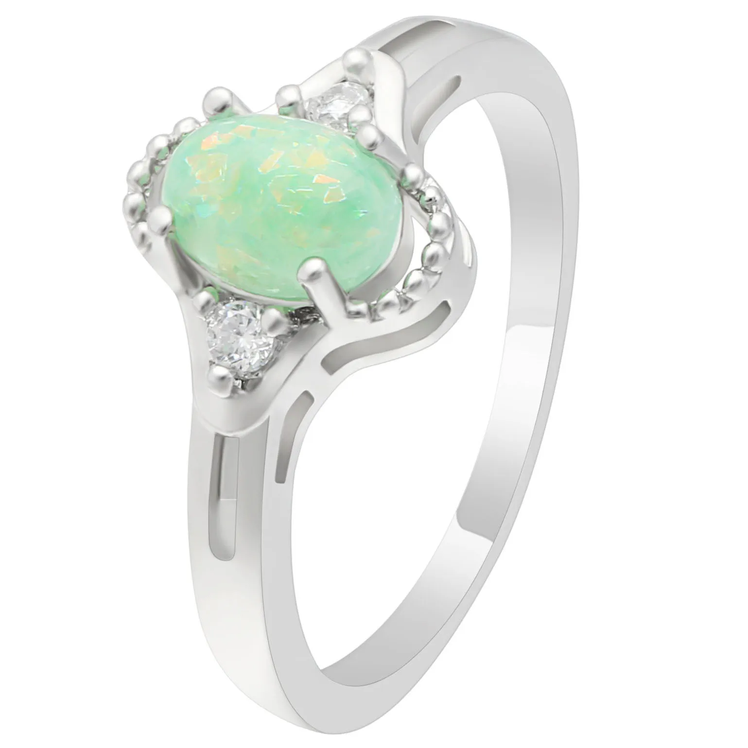 Light Green Opal Ring Female Silver Color Vintage CZ ... (1539 x 1539 Pixel)