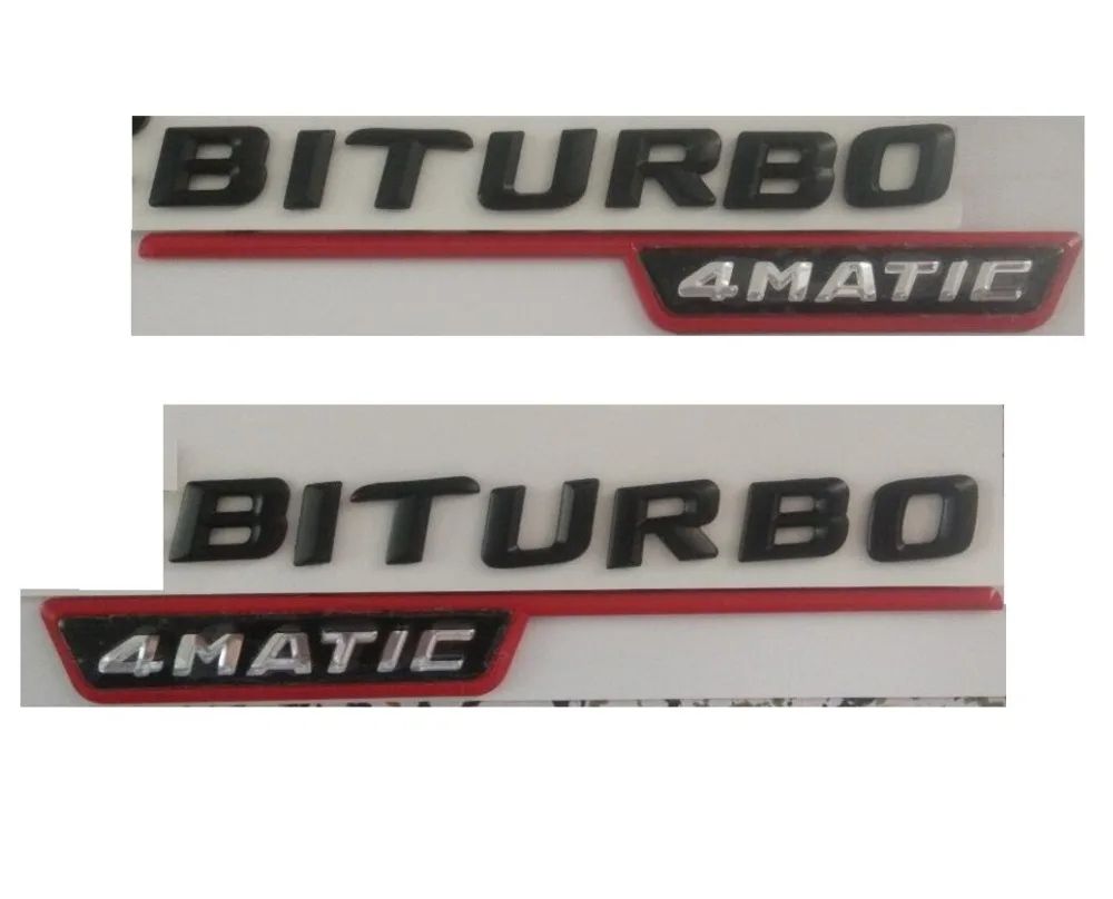 

Matte Black Red Silver " BITURBO 4MATIC " ABS Plastic Car Trunk Rear Letters Badge Emblem Decal Sticker for Mercedes Benz AMG