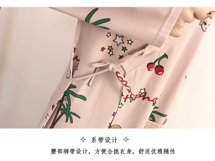 Халат женский длинный хлопок японский стиль кимоно пижамы мультфильм красивый банный халат Женская одежда для сна Повседневный трендовый халат с v-образным вырезом для женщин s