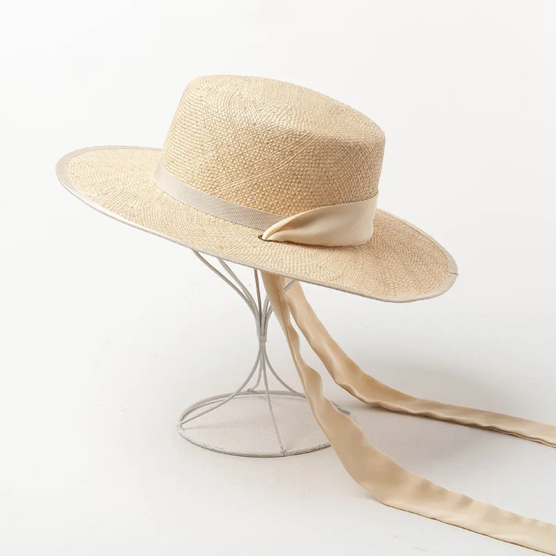 01901-HH7321 2019 nuevo diseño verano tesoro hierba tejido a mano Cinta Larga vacaciones Fedora gorra mujer ocio playa sombrero - 4