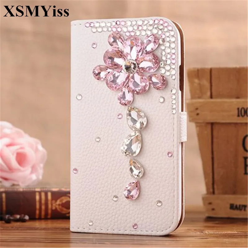 

XSMYiss Handmade Bling Diamond Rhinestone PU Leather Filp Cover Wallet Case For Samsung S5 S6 S7 S7edge S8 S9 S8PLUS N3 N4 N5