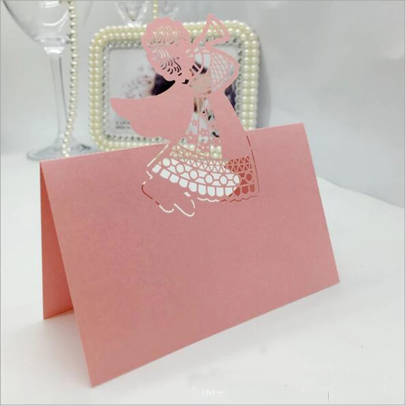 10 Colors 50pcs Angel Laser Cut Table Name Place Cards Favor Table Name Message Setting Card Wedding Birthday Party Supplies (4)
