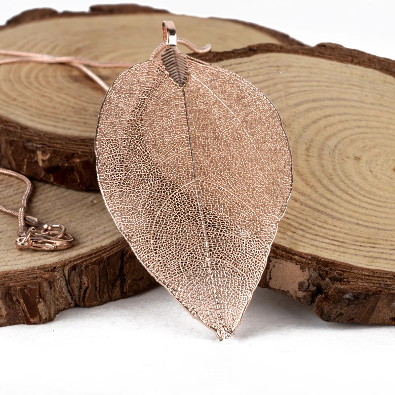 Vintage Leaves Earrings Necklaces Shellhard Long Natural Real Dipped Leaf Leaves Dangle Earring Ethic Women Jewelry 4Colors