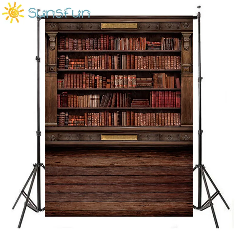 cheap Sunsfun 5x7FT Book Shelf in Library Graduation Season Background for Photo Studio
