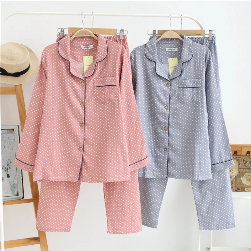 Korea Fresh maple leaf pajama sets women 100% gauze cotton long sleeve casual sleepwear women pyjamas summer hot sale 2020 Korea Fresh maple leaf pajama sets women 100% gauze cotton long sleeve casual sleepwear women pyjamas summer hot sale 2020