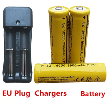 

4pcs 18650 Battery 9900mAh 3.7V Rechargeable Battery Li-ion Lithium Bateria for Flashlight Battery +1pcs EU Plug Charger