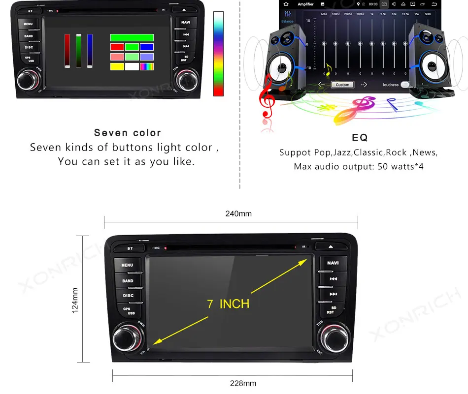 Excellent 2 din Android 8.1 Car DVD Player Head unit For Audi A3 8P S3 RS3 2003 2004 2005 2006 2007 2008 2009 2010 2011 Radio Multimedia 22