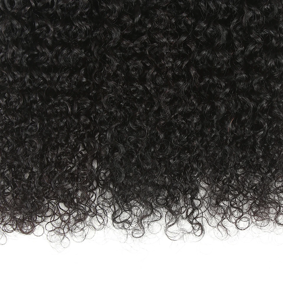 Rebecca Kinky Curly Lace fronal Closure 13x4 с пучком бразильских вьющихся волнистых человеческих волос Remy 3 пряди с фронтальным кружевом