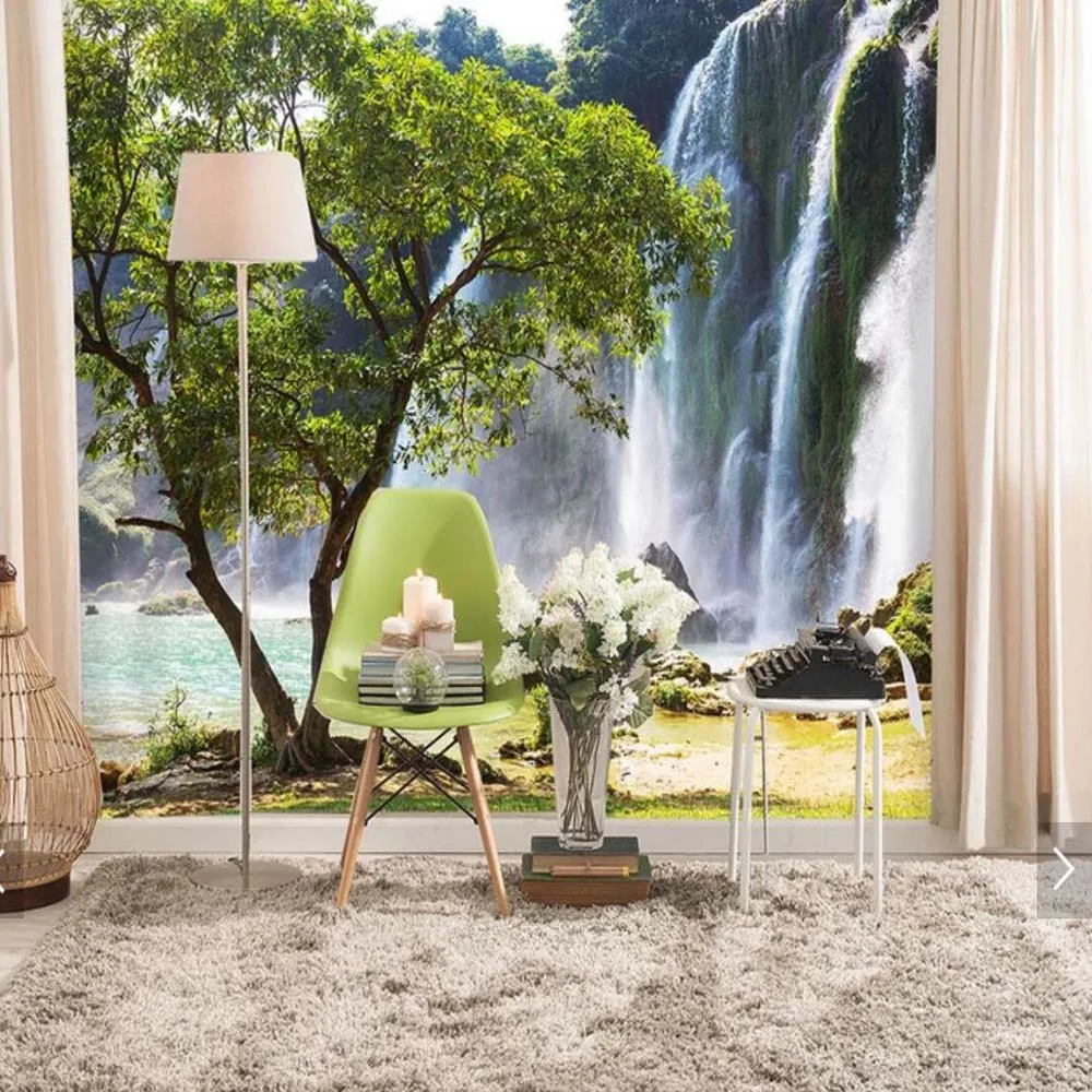 

3D 5D 8D Canvas Custom waterfall wallpaper embossed mural for TV background walls 3d living room bedroom home decor wall papers