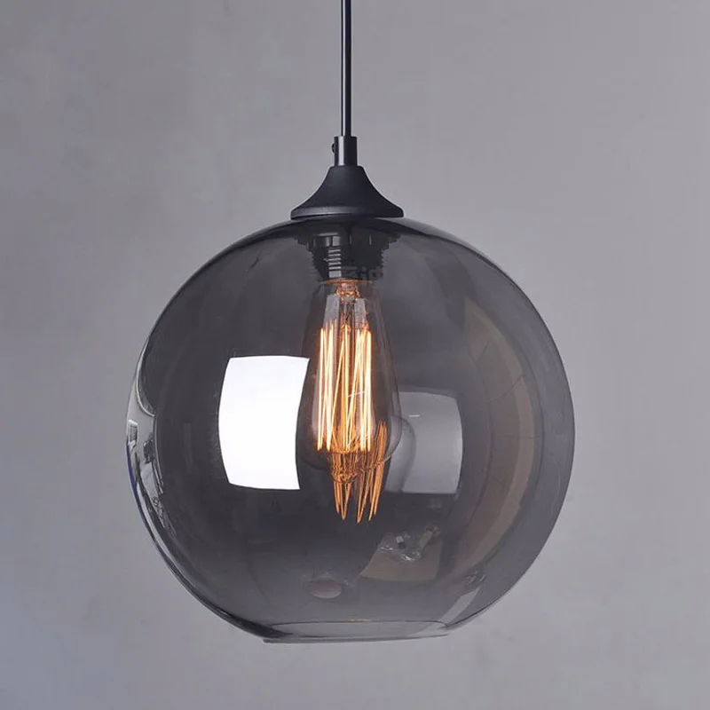 American Style Glass Ball Pendant Lamp Smoke Glass Hanging Lights Lamp Retro Design Pendant Lights For Restaurant Bar (7)