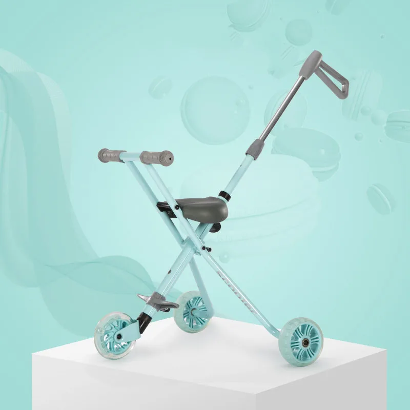 

Infant Shining Children Tricycle Aluminum Alloy Simple Light Folding Stroller Quick Folding