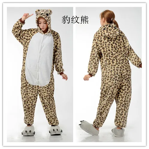 Мужские Женские мультфильм Leopard взрослых животных Комбинезоны onsie пижамы Комбинезоны для женщин c355 S/M/L/XL/ XL