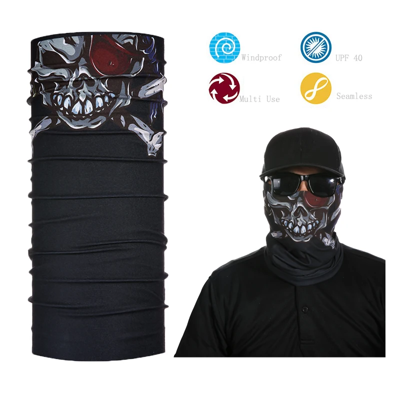 Riding Motorcycle Tubes Multifunctional Men Rose Skull Bandanain Men's