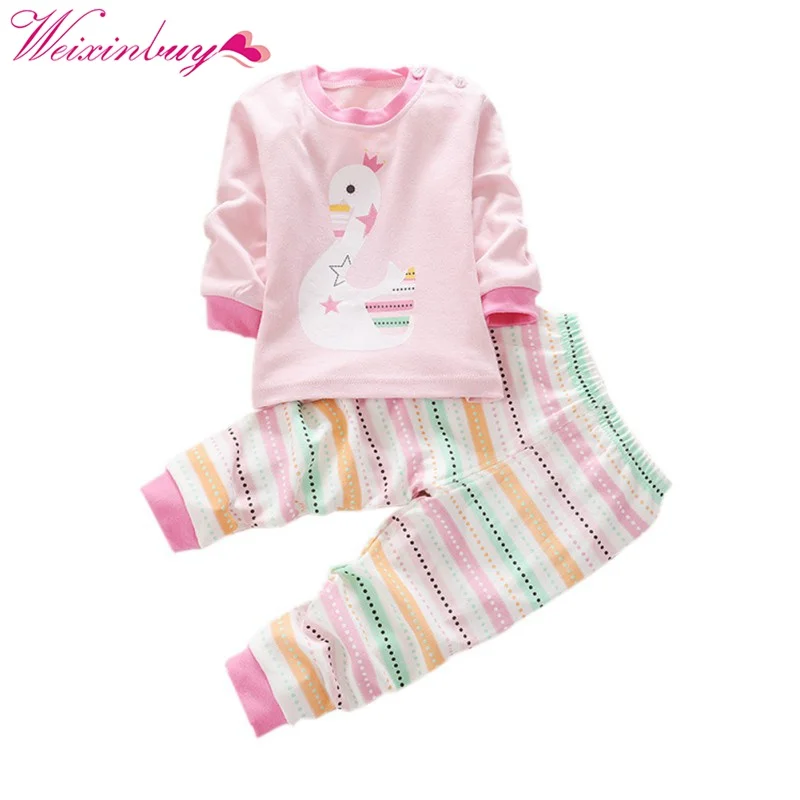 

2 pcs Infant Kids Baby Long Sleeve Shirt+Pants Toddler Pajamas Set Sportsuit