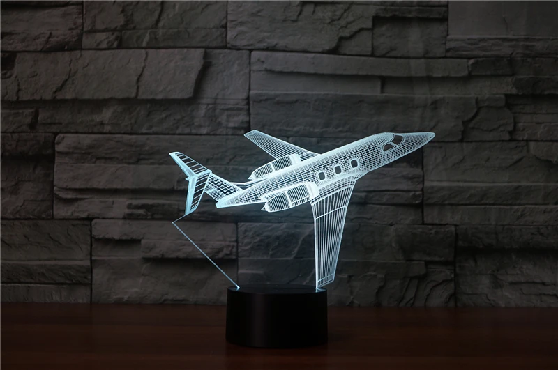 Светодиодный лампа-самолет 3D самолет Иллюзия настольная лампа детская спальня ночные светильники Украшение подарок для мальчика