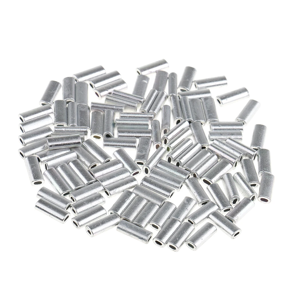 200 Pieces Mini Aluminum Oval Crimp Kit, 10mm Length Single Crimp Sleeve Set Aluminum Tube Fishing Connector, Sizes 1.0mm/1.2mm